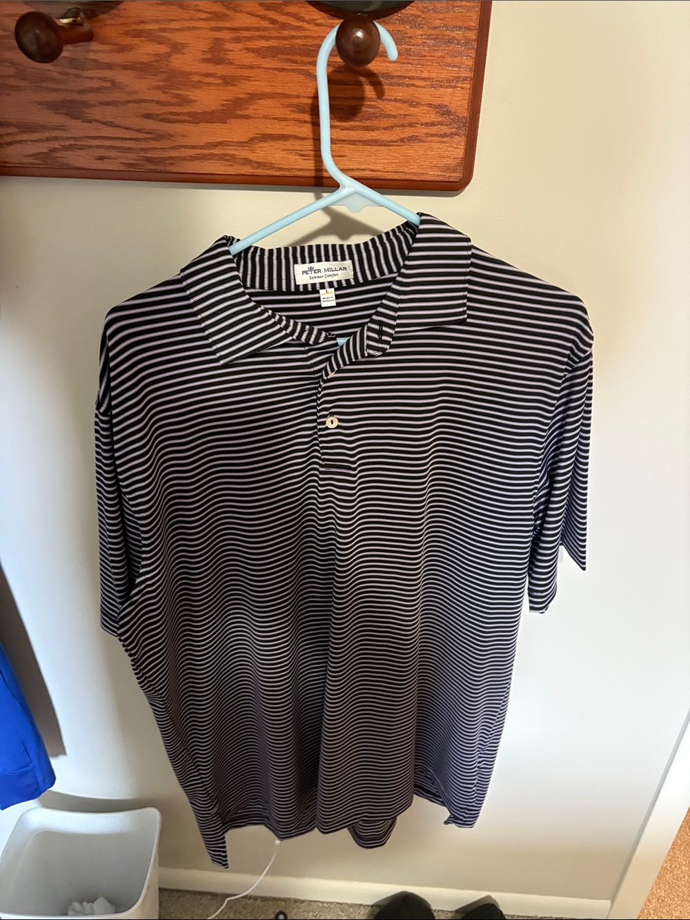 Peter Millar purple black and white Striped Polo
